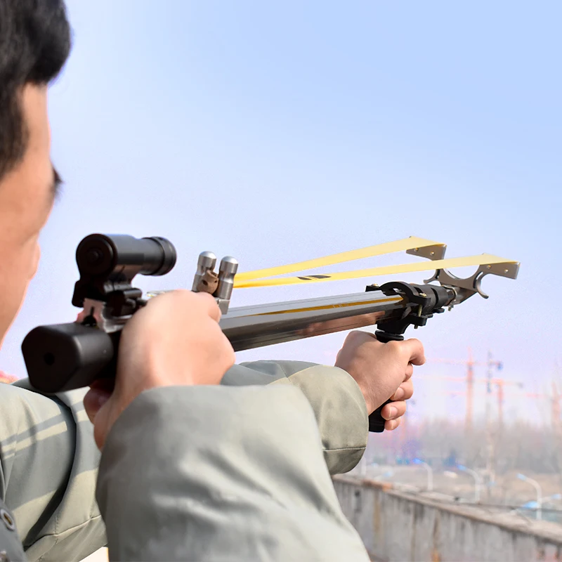 Multifunctional slingshot hunting double wire big bow head straight rod telescopic red laser outdoor shooting catapult slingshot