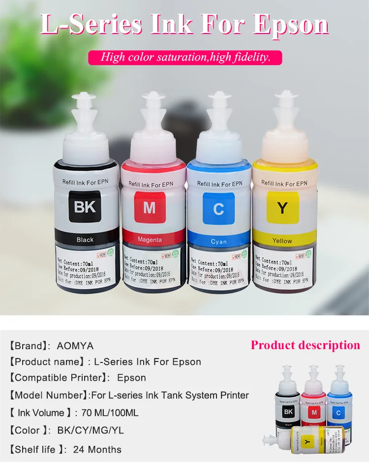 70ml 673 ink for office printer compatible ink for EPN EcoTank L800/L805/L810/L850/L1800 Aomya for L-series EPN
