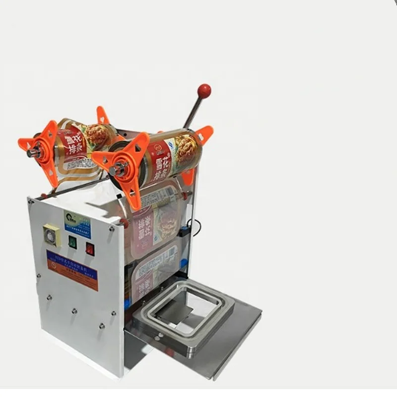 
Semi-automatic Tray Sealer Packaging Machine Plastic Food Container Sealing Meal Table Top Heat Tray Small packing machine 