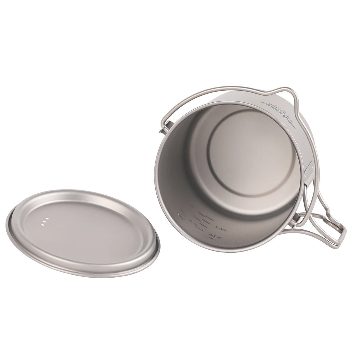 2 Pieces set Titanium Pot Lightweight Titanium 750ml Pot with Folding Spork Water Cup for Outdoor Camping Hiking Backpacking