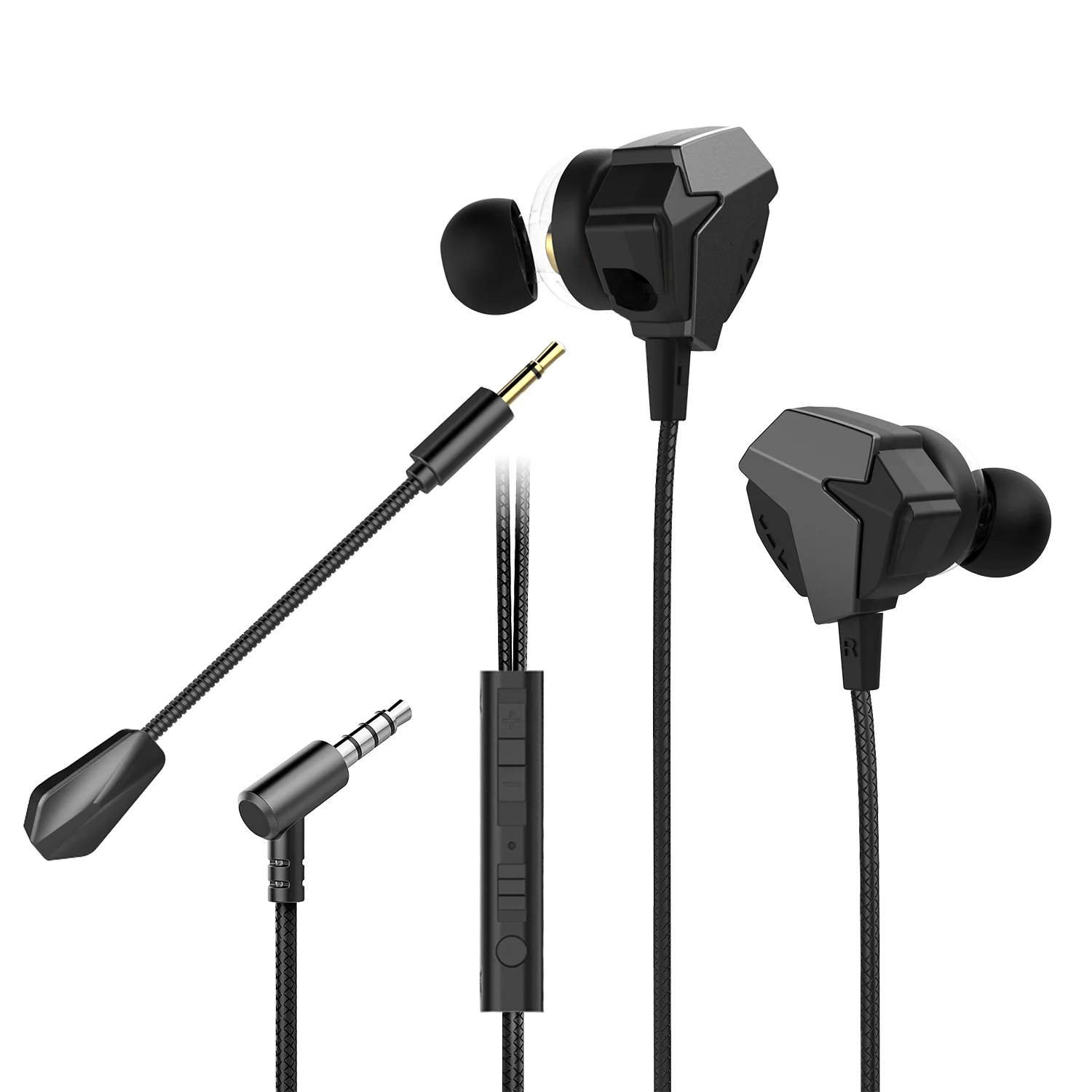 Gaming Earbuds Dual Driver 6mm with Dual Microphone Wired earphone  for PC, Mobile, Xbox, PS5, PS4,in-Ear Gaming Headset