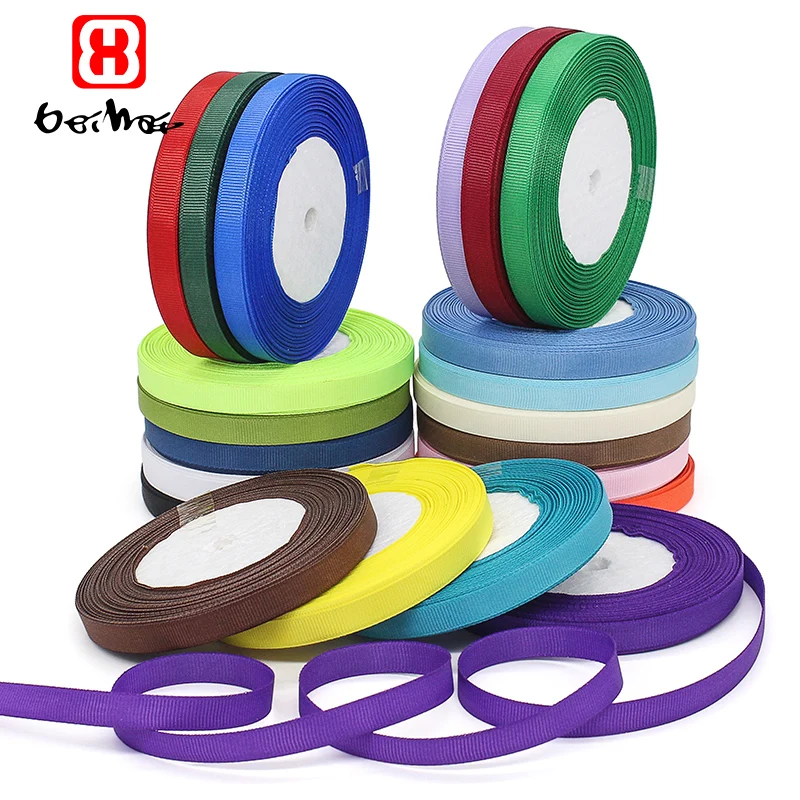 Factory Wholesale Gift Ribbon 100% Polyester 10 mm Grosgrain Ribbon Solid Color Double Face  Ribbon for Gift Wrapping