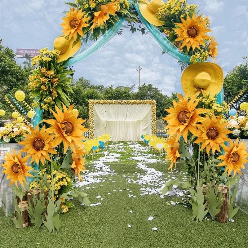 Artificial flowers giant fake sunflowers for window decorations