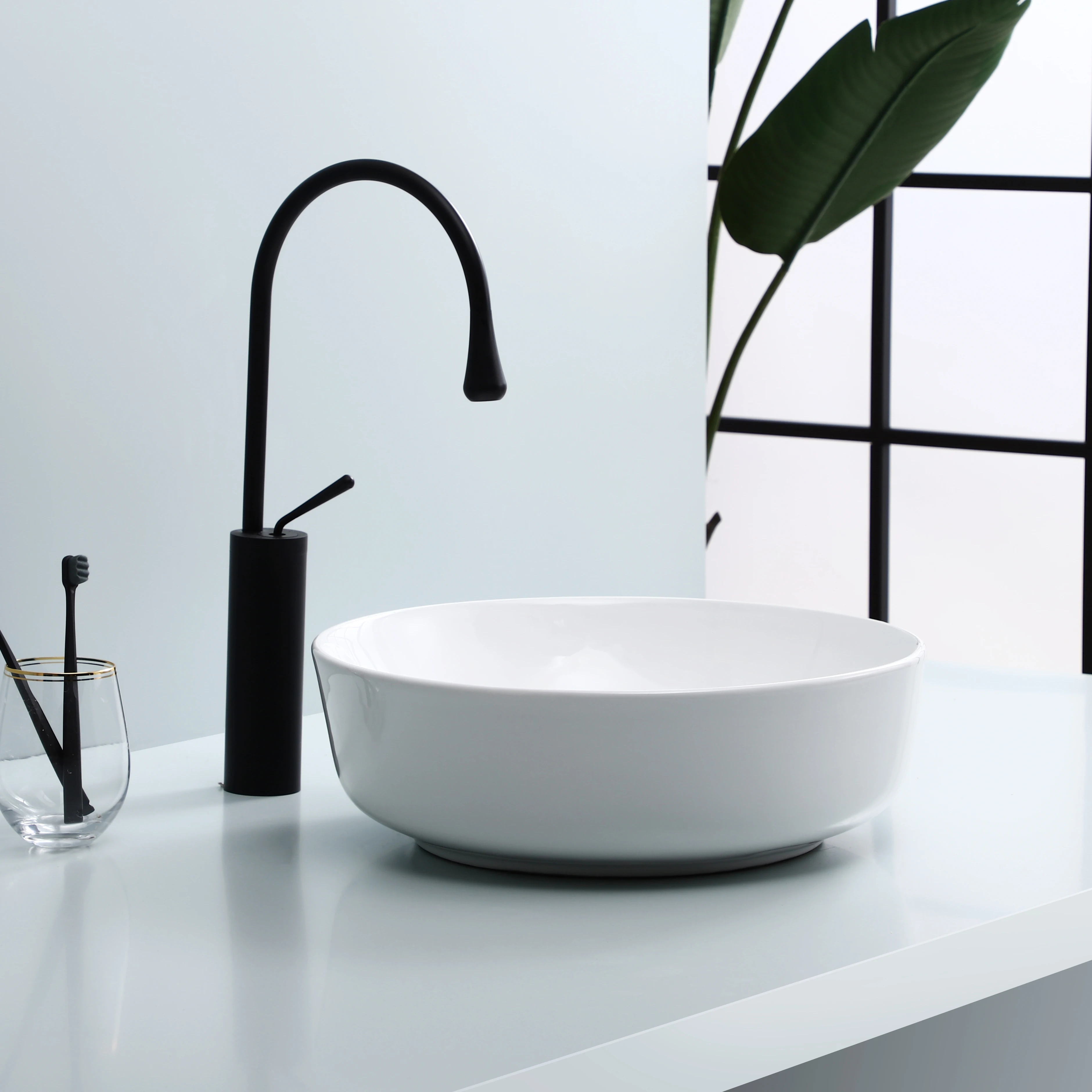 Customized small size popular hotel countertop bathroom hand washing sink sanitary ware ceramic round basin bowl art basin