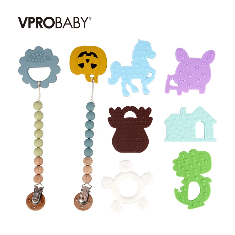 Wholesale In stock BPA free food grade silicone wooden baby wooden teether toy 6 to 12 months