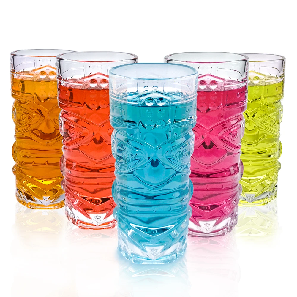 Wholesale Transparent Crystal  Wine Glasses Tall Water Drinking Cocktail Glass Tiki Wine Glasses
