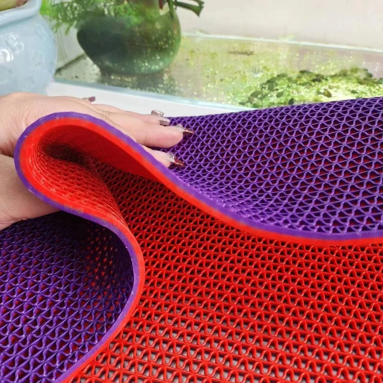 Drainage Mat for Floor Non Slip Commercial Matting Thick PVC Wet Area Carpet Indoor Outdoor S-Shaped Rubber Floor Tile Mat