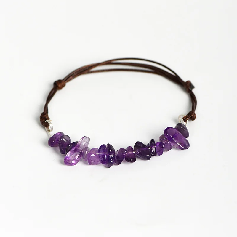 Fashion Women New Hot Natural Chip Stone adjustable Wax Cord Bracelets Thanksgiving day Mom Gifts Inexpensive gemstone Bracelets