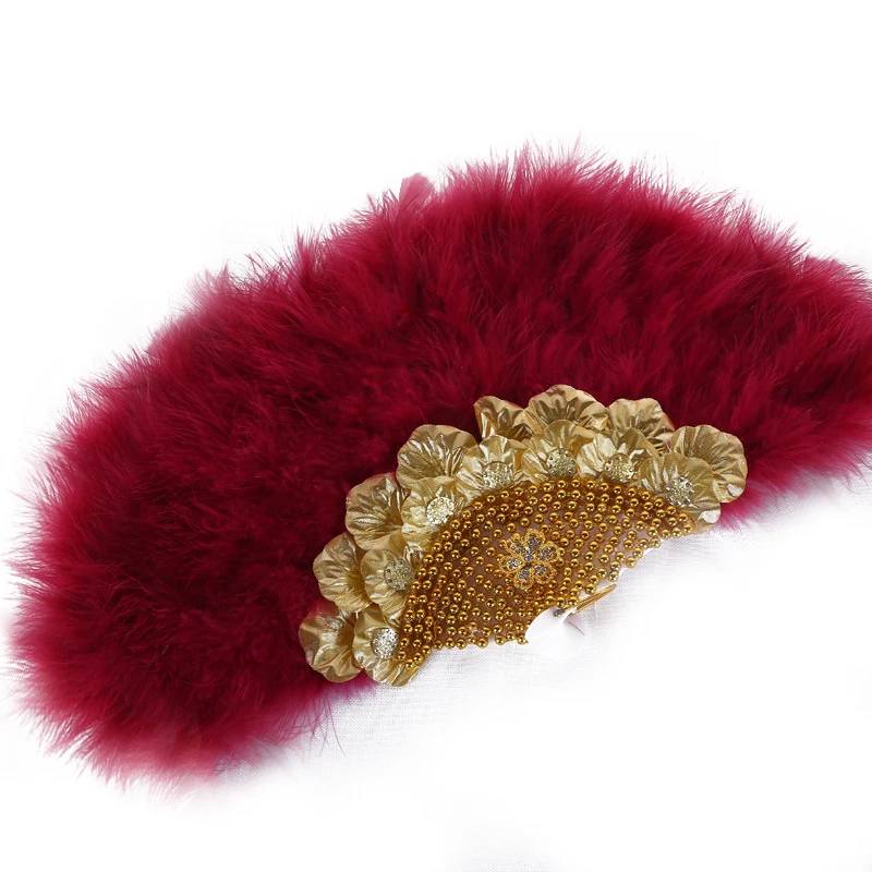 Cheap white red blush dance fan soft craft goose ostrich feather fans