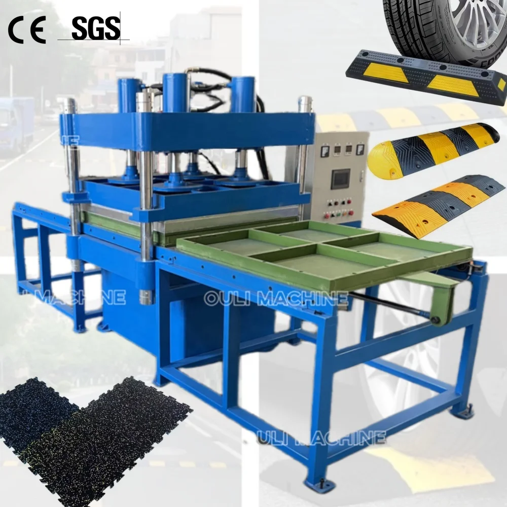 Automatic Rubber Mat Press Machine, Speed Bumper Car Stopper Making Vulcanizing Machinery, Hydraulic Press Tile Making Plant