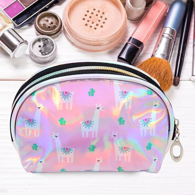 Custom Logo PU Makeup Bag Travel Eco Friendly Pink Mini kids girly Cosmetic Bag