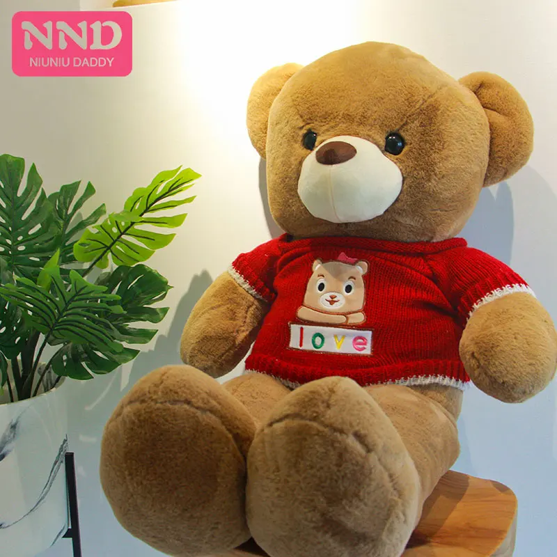 Niuniu Индивидуальные плюшевые игрушки для папы Kawaii 80 см Мишка Тедди со свитером мягкие животные без набивки одежда Медведь подарок девушки на День святого Валентина