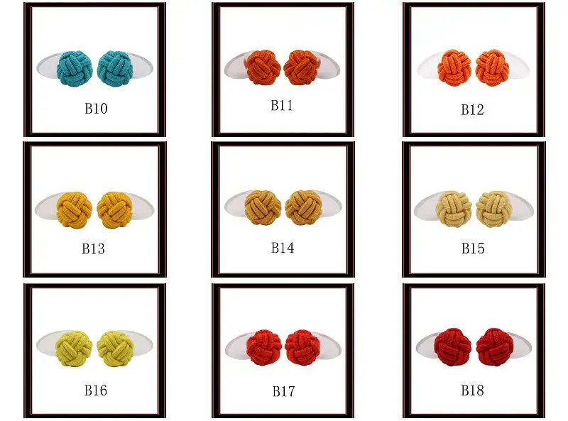 Classic Solid Color Silk Cufflinks for Men Elastic Single Knot with Plastic Button for Wedding Party Gifts