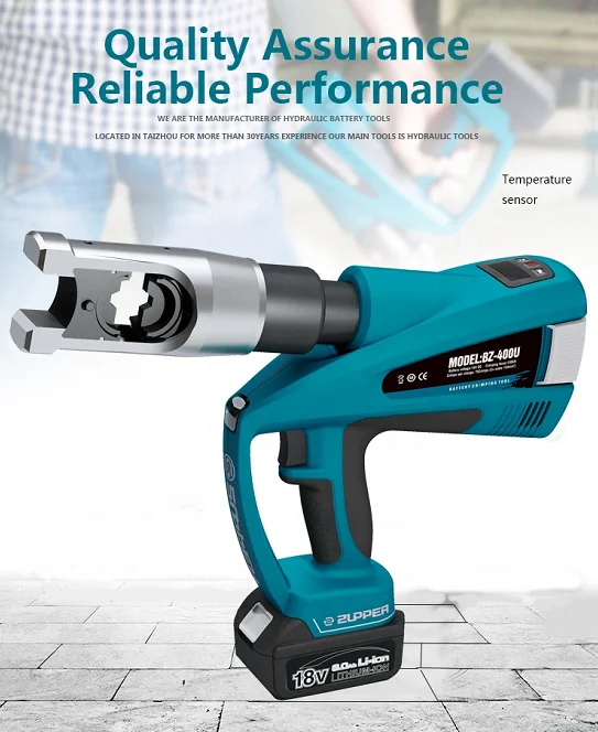 ZUPPER BZ-400U battery powered hydraulic terminal hexagon cordless pipe cable lug crimping