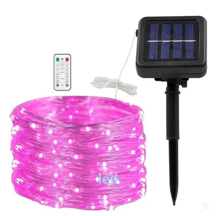 Remote Solar Powered String Lights LED Copper Wire Lights Fairy Lights Waterproof Decoration Lamp for Gardens Christmas Party
