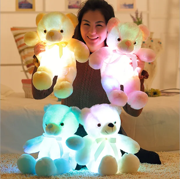 Светодиодный Мишка 30 см Led Плюшевые мишки мягкие животные плюшевые игрушки красочные светящиеся Teddy Bear Рождественский подарок для детей