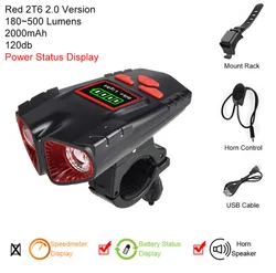 Bicycle With IPX-5 Waterproof Stopwatch LED Bike Light Bike Horn Light Speedometer