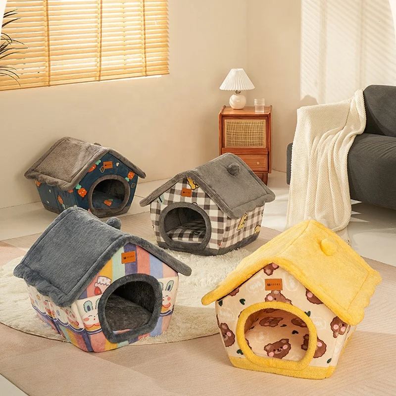 Puppy House Bed Cartoon Portable Pet Kennel Large Small Dog House