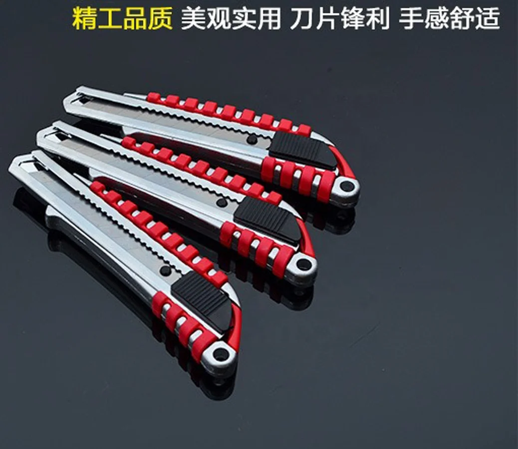 High Quality 18mm Auto-Lock Utility Knife  Practical sk5 Utility Knife with Plastic Push Hand OEM Customizable