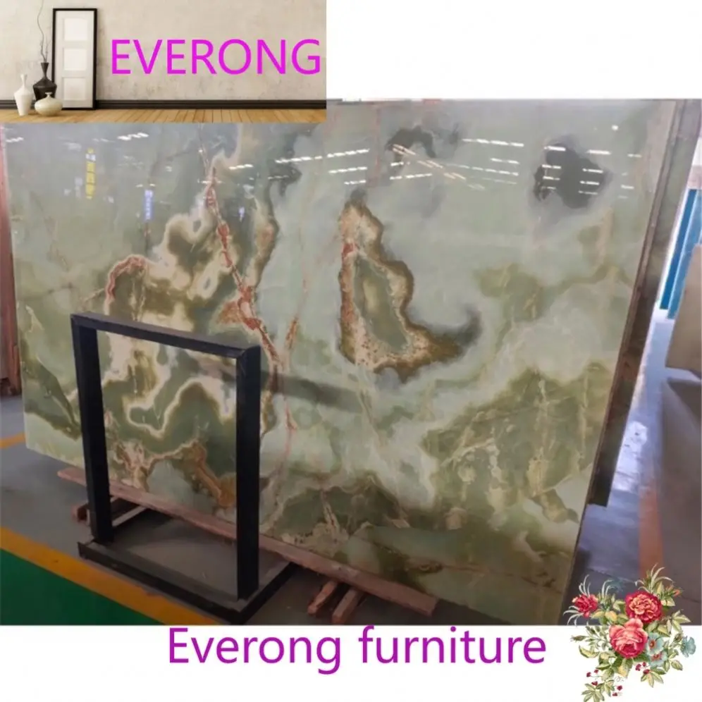 100% Natural Good Price Translucent Slab Polish Green Jade Onyx Marble For Home Building Interior Wall