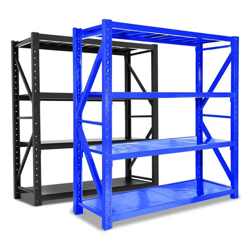 Heavy Duty 5 Layers Shelf Metal Steel Warehouse Stacking Storage rivet Shelving Rack black or hammertone color