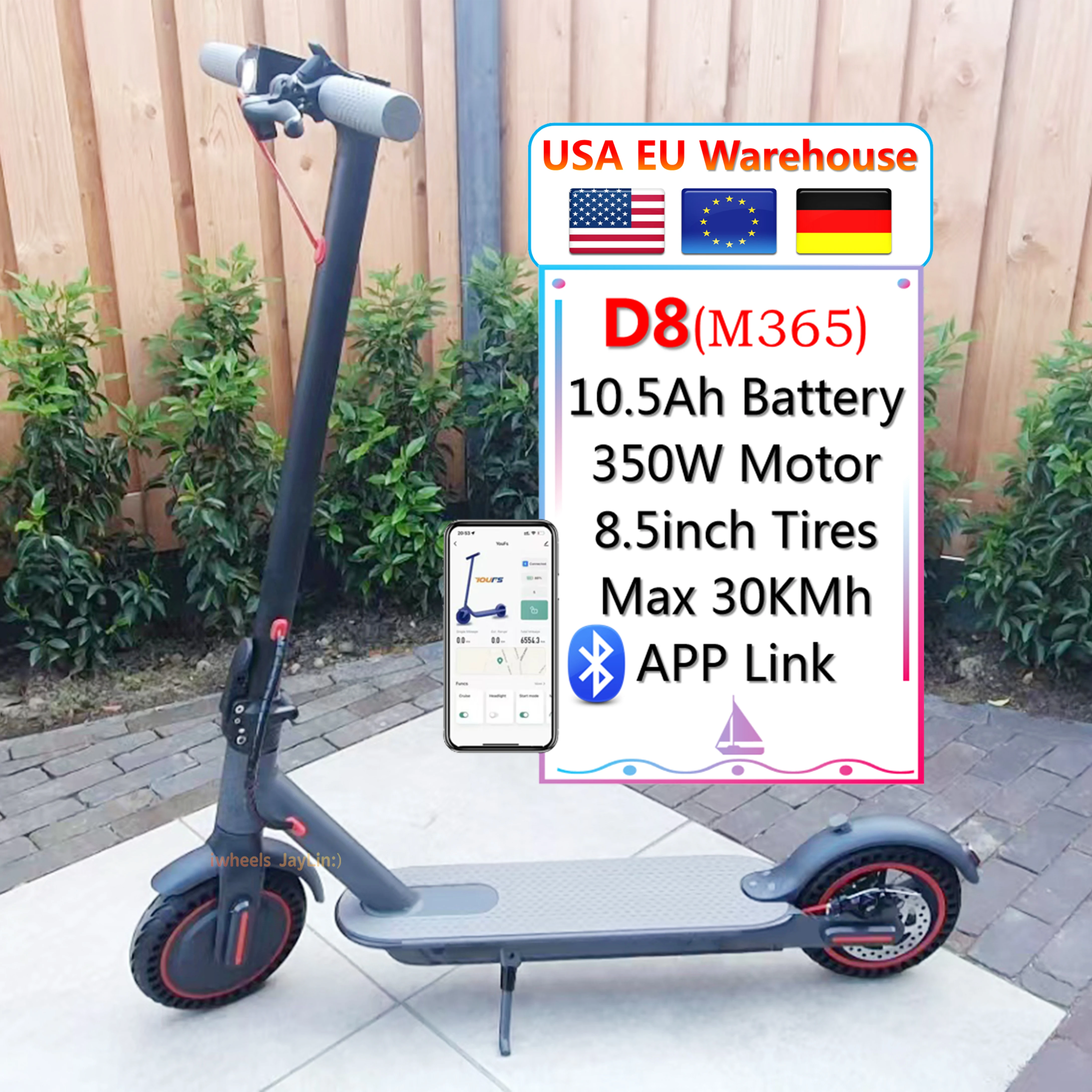 EU USA Warehouse E Scooter Factory iwheels M365 Pro OOKTEK V8 V10 E-Scooter Folding 350W Adult 2 Wheel Electric Scooter With APP