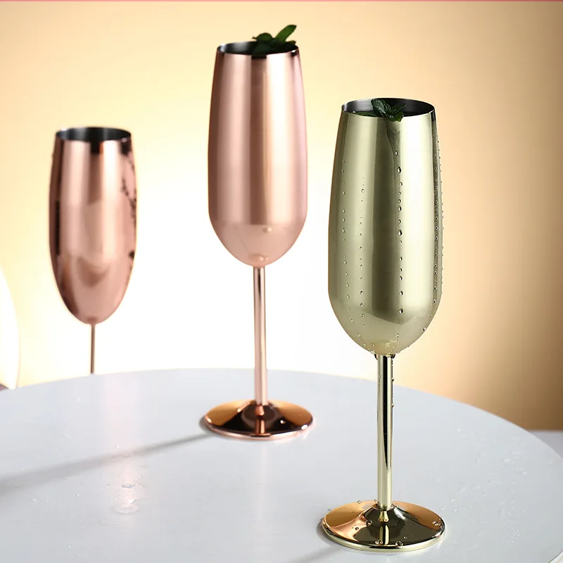 500ml stainless steel tall red wine colorful large-capacity drum-shaped drop-resistant copper plated wine glass