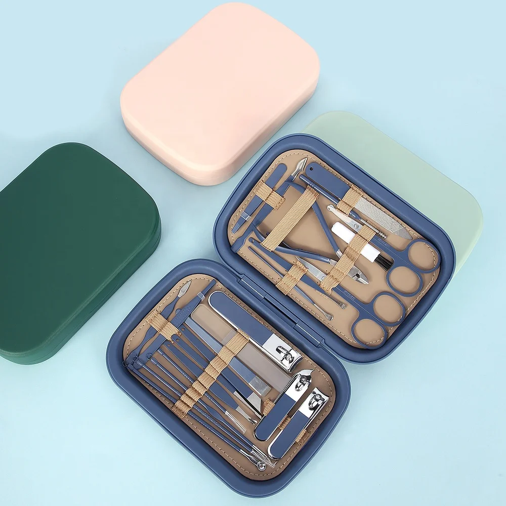 High Quality 24pcs Professional Nail Clipper Tools Manicure & Pedicure Set with Travel Case Steel Grooming Kit for Foot Care
