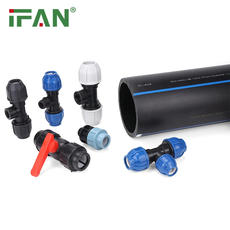 IFAN Wholesale HDPE Plumbing Fittings Blue Black 110mm Poly Tube Fitting Adaptor Threaded HDPE Pipe Fittings