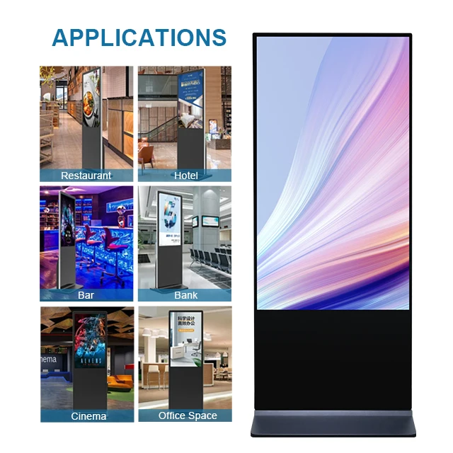 43 55 дюймов 4K вертикальная подставка Digital Signage Портативный Android программное обеспечение сенсорный рекламный плеер цифровой киоск
