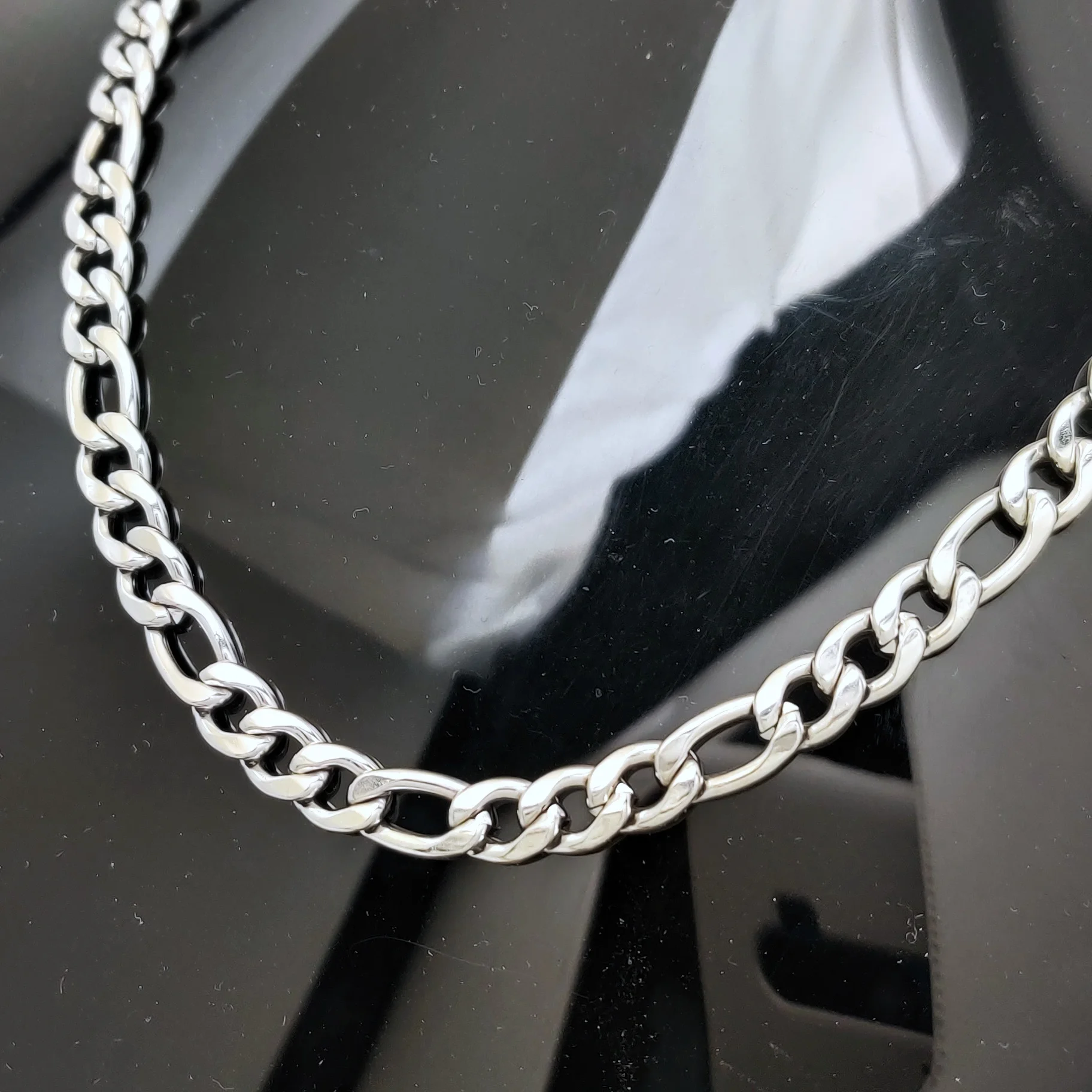 Fashion Hip Hop Jewelry Unisex Jewellery Italiant 925 Silver Curb Link Mens Figaro Chain Bracelet Necklace