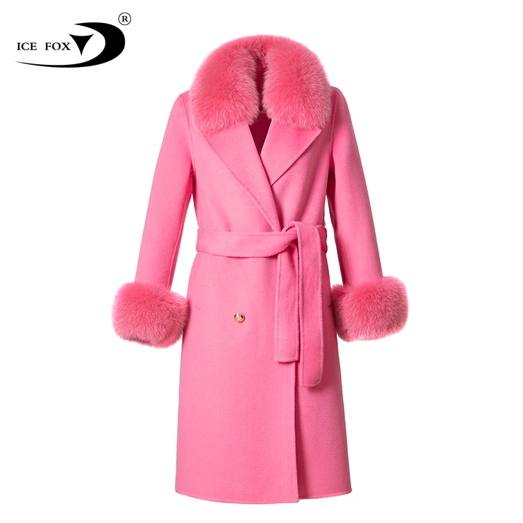 2021 Winter Lady Popular Beige Super Warm Top Quality Sheep Skin Double Woolen Coat