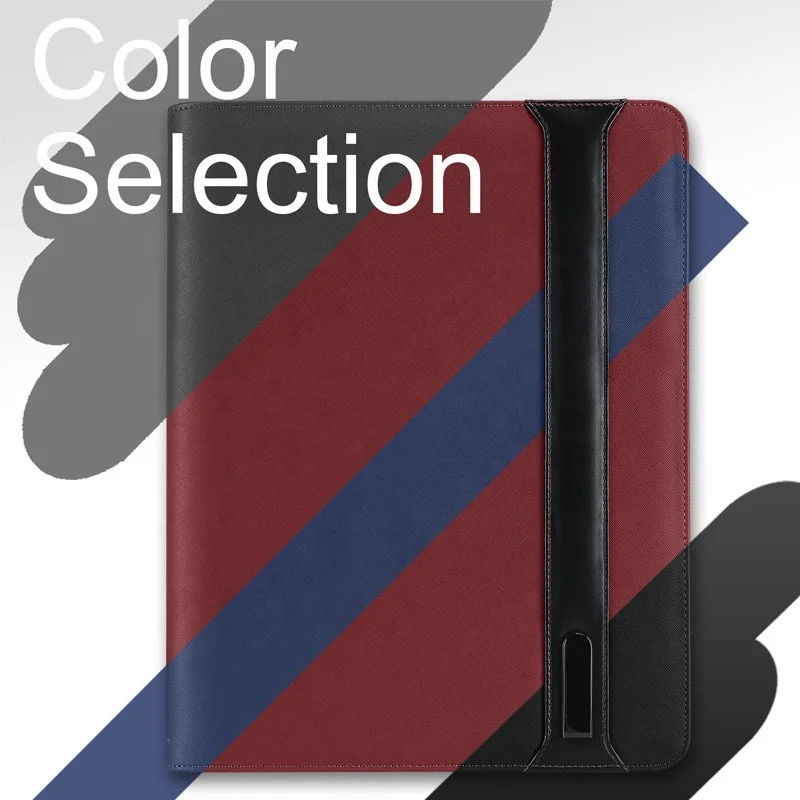 Combination contrast color PU leather notepad A4 business padfolio gift with power bank
