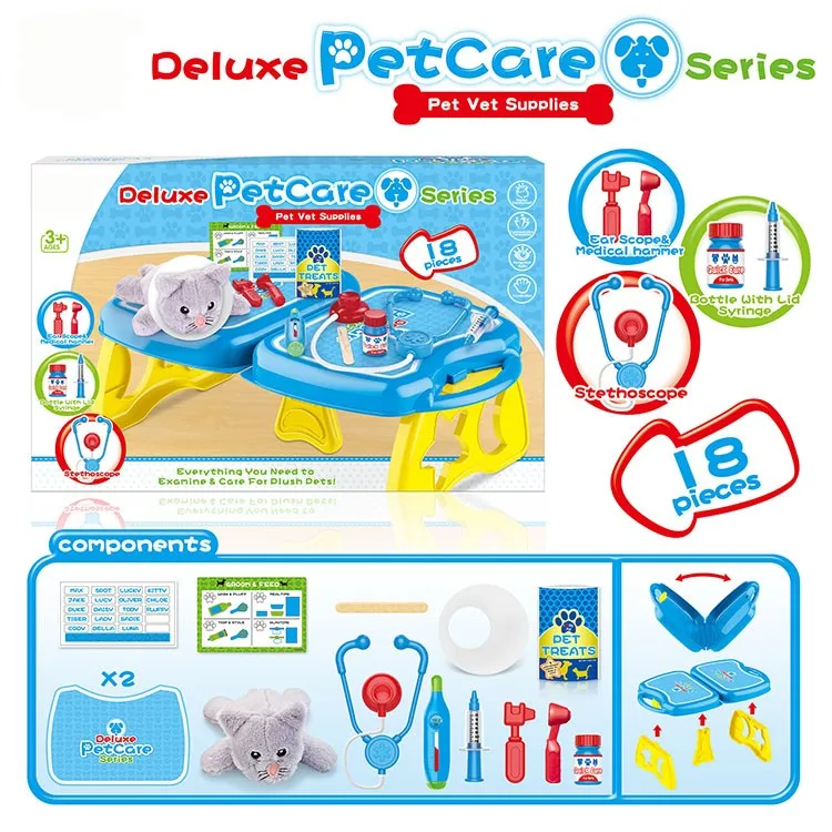
18PCS doctor role play toy set plastic play house toy pet vet set pet doctor toy 