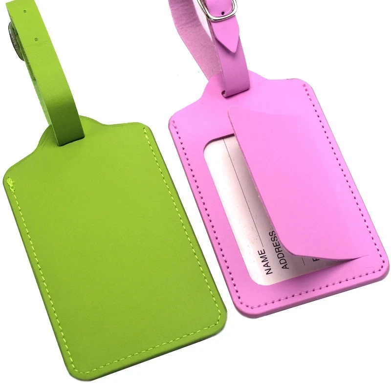 Custom LOGO Printed PU Leather Suitcase Luggage Tag Label Bag Pendant Handbag Portable Travel Accessories Name ID Address Tag