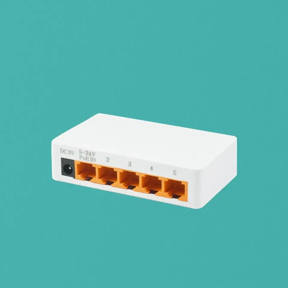 OEM ODM KuWFi 100m wifi range network switches poe 12v 24v desk network 5port 1000Mbps network switch for indoor use