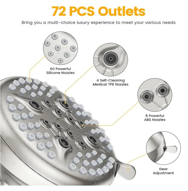 6 inch Shower arm fixed 5 inch shower head brushed nickle high press fixed rain shower head