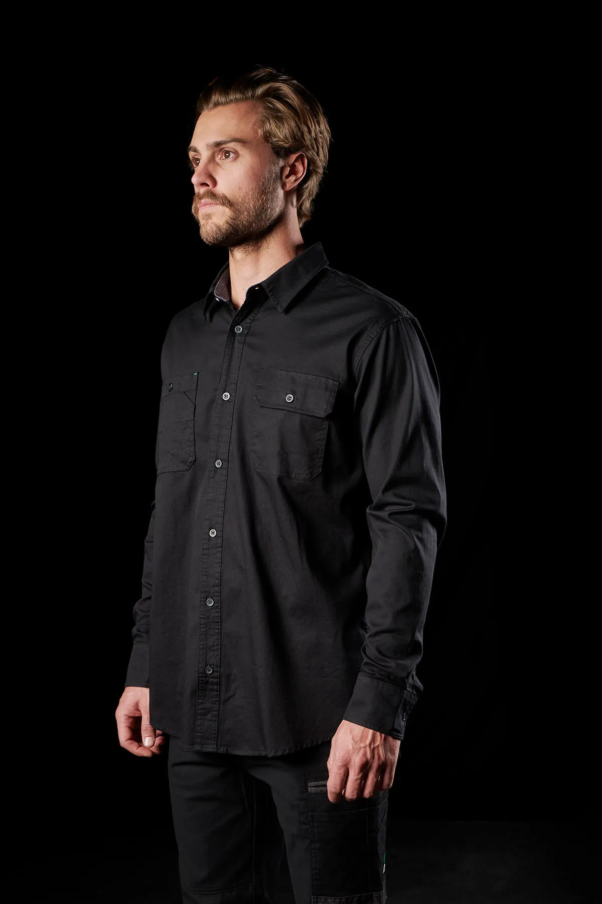  Hot Selling Cheap Custom Casual Personalised Navy Blue Mens Cotton Drill Workwear Shirt