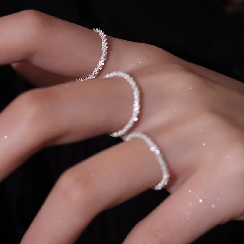 Ins класса люкс 18k настоящая позолота звено цепи Мода кольцо Bling сверкающий 925 Серебряное для вечерние ювелирные