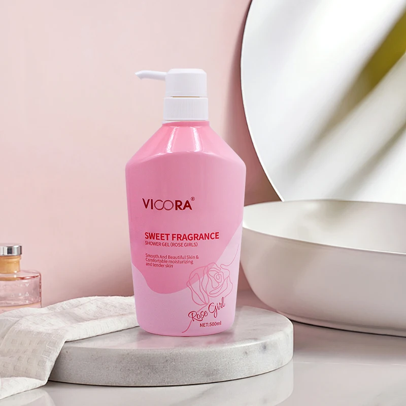 VICORA Rose Shower Gel Perfumed Bubble Cool Organic Bathroom Kit Hair Shampoo and Conditioner Body Wash