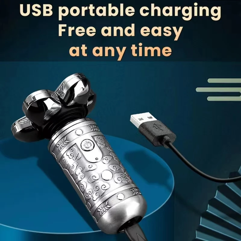 Waterproof IPX6 Razor Kemei KM-1523 Electric Shaver Portable Mini 7 Blades Alloy Body 4D Veneer Floating Shaver For Men