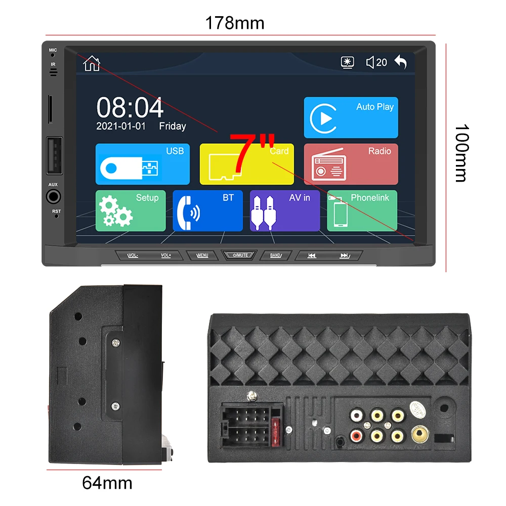  Podofo Прямая поставка 7 'автомобильное радио 2Din автомобильное аудио CarPlay стерео Wifi BT FM с Android Авто MP5