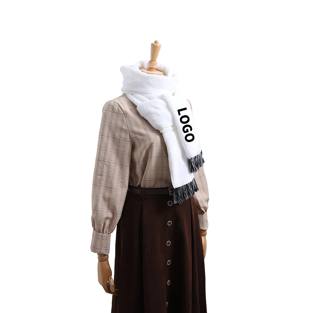 Custom logo winter ladies pure polyester voile print scarf shawls designer long polyester printed scarf for women men