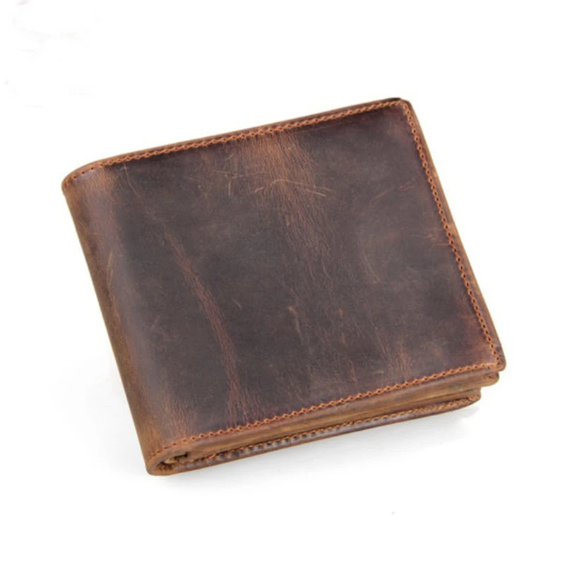 Custom High Quality Men Vintage Crazy Horse Genuine Leather Wallet
