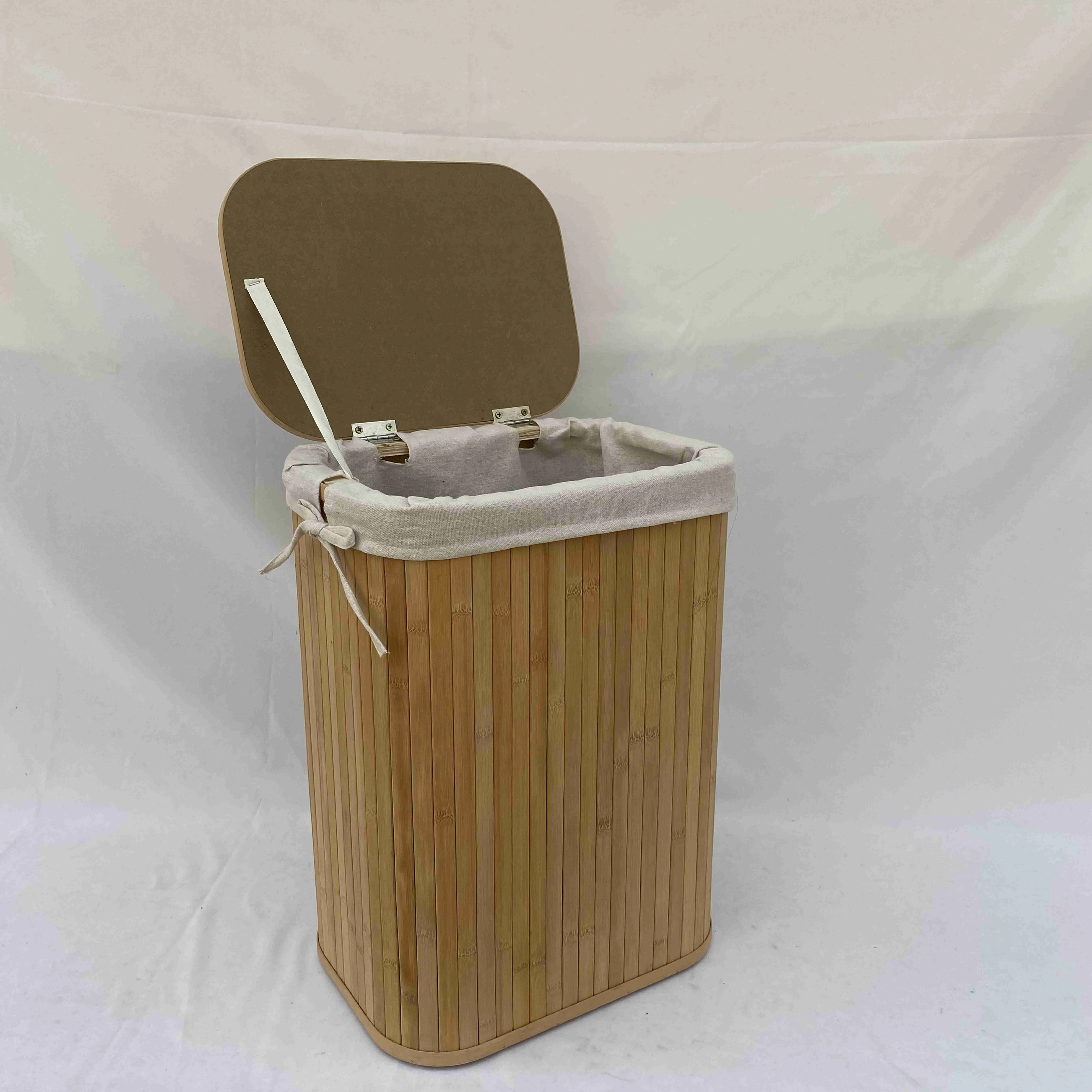 factory price bamboo laundry baskets with lid for storaging clothes weave storage baskets