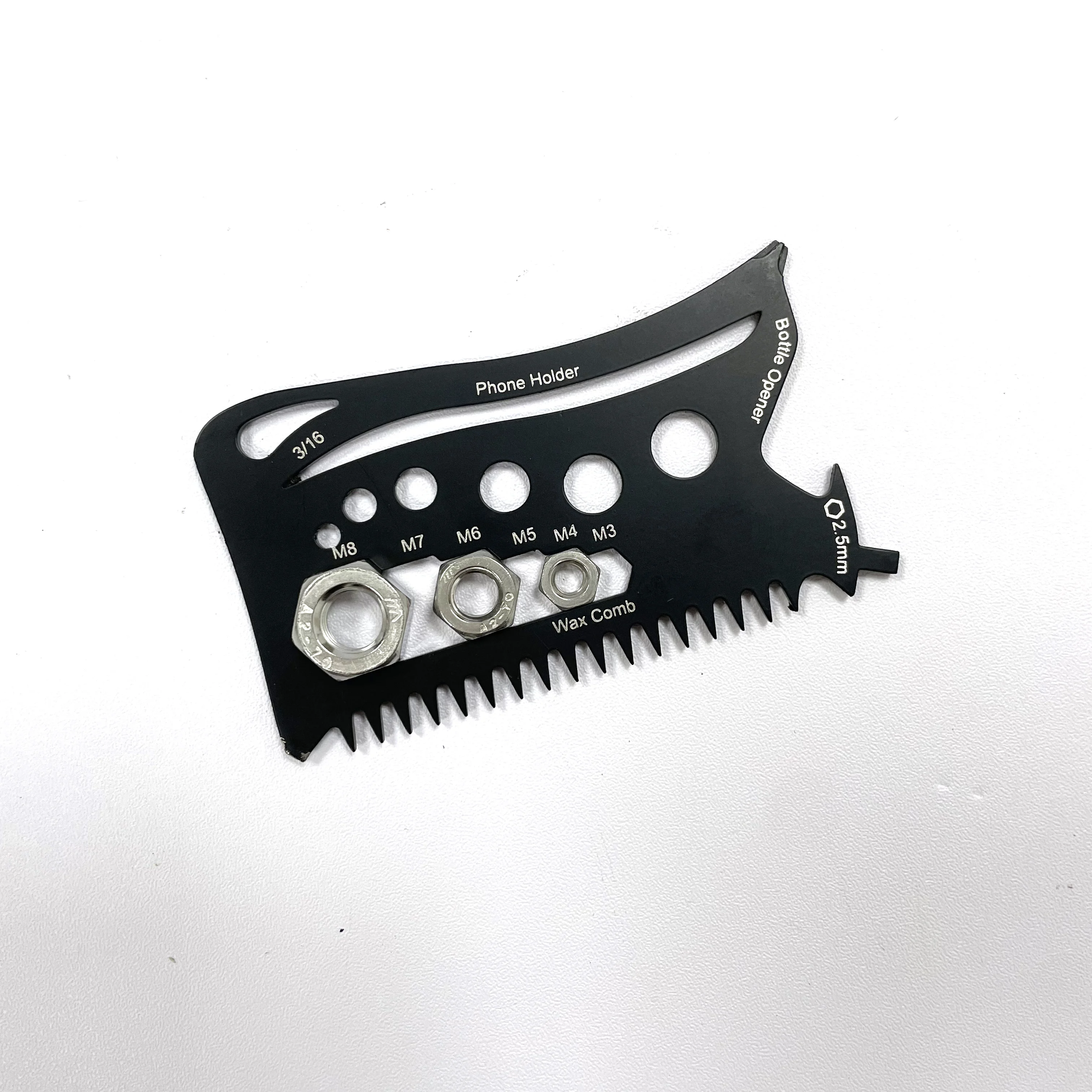 Steel Surfboard Wax Comb Scraper with Bottle Opener & Hex Fin Key Surf Tool
