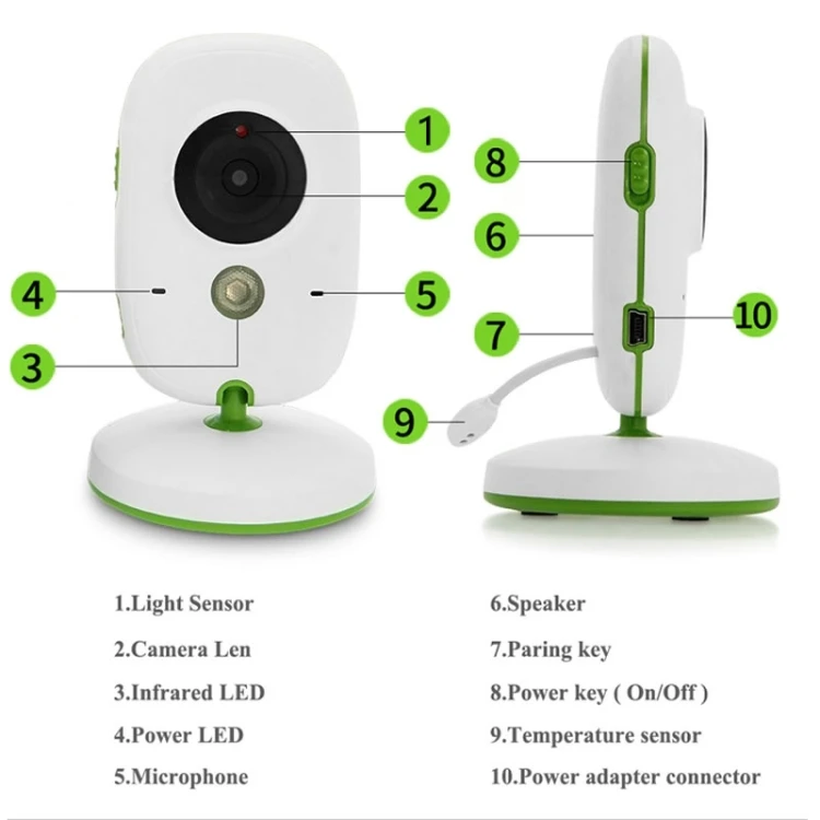 Best Selling VB602 2.4 inch LCD 2.4GHz Night Vision Wireless Surveillance Camera Baby Monitor With Two Way Talk Back