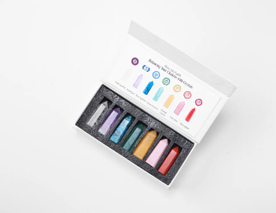 Wholesale Natural Gemstone Healing Stones Single Point Seven Chakra crystal set