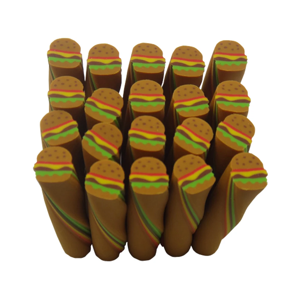 Cute Stationery Items Promotional Mini Funny Hamburger Shape Custom Food Rubber Eraser for Kids