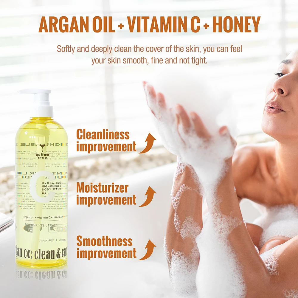 OEM Private Label Body Care Natural Organic Vitamin Honey Vegan Lightening Body Wash Perfume Bath Scrub Shower Gel Body Wash